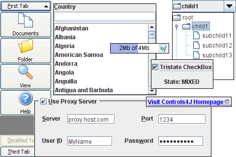 Controls4J Library screen shot