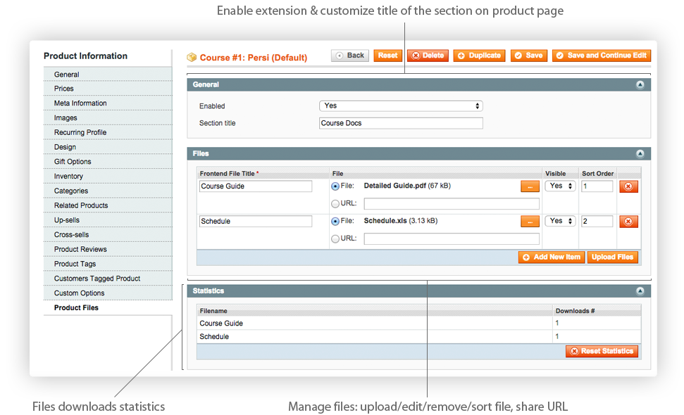 Magento Product Files extension