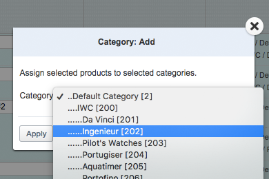 Assign Products to Categories mass action