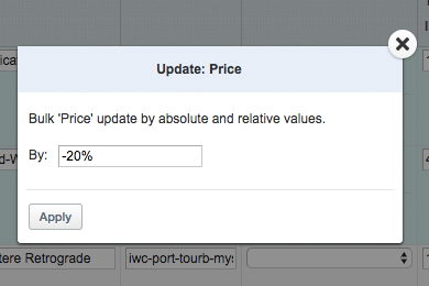 Update Cost/Price/Special Price mass action