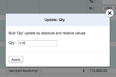 Update Qty mass action