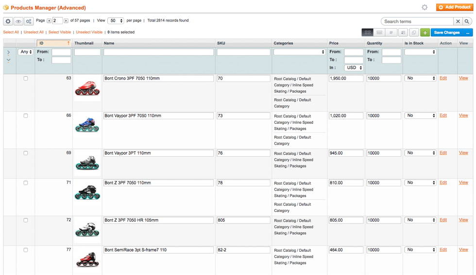 Product Grid View Editable Mode