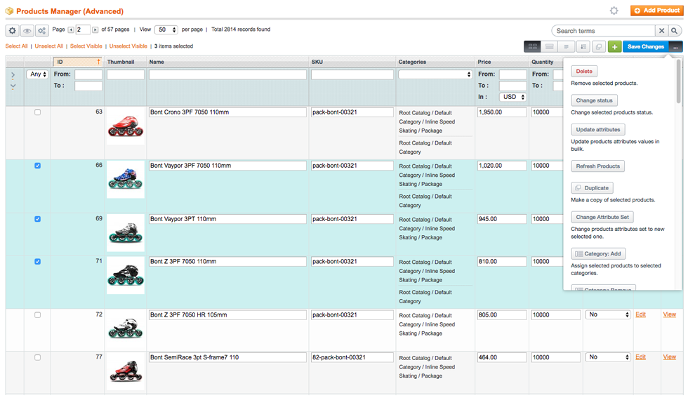 Mass Product Actions for Magento