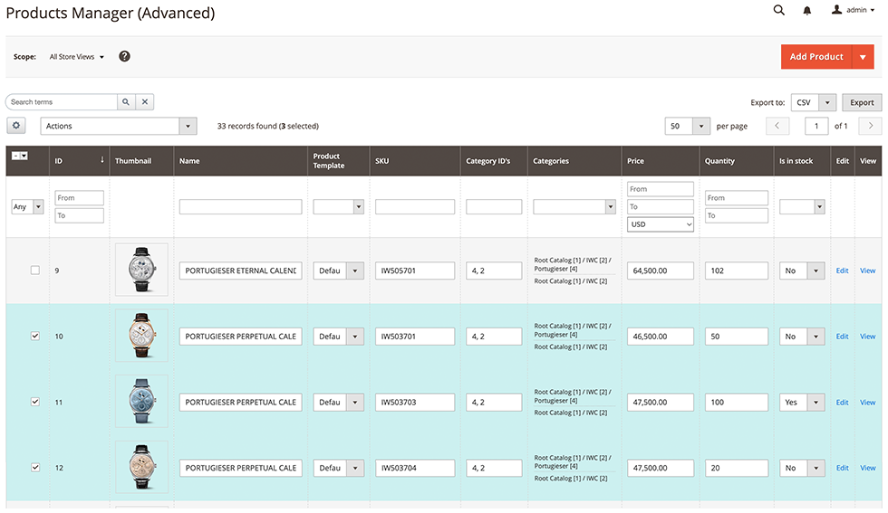 Magento 2 Product Grid with Editor