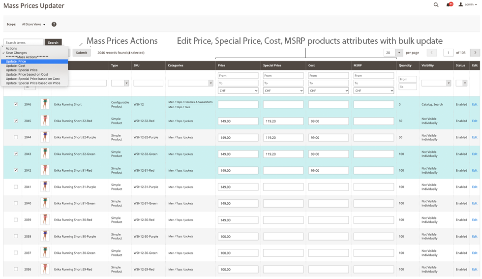 Mass Prices Updater for Magento 2