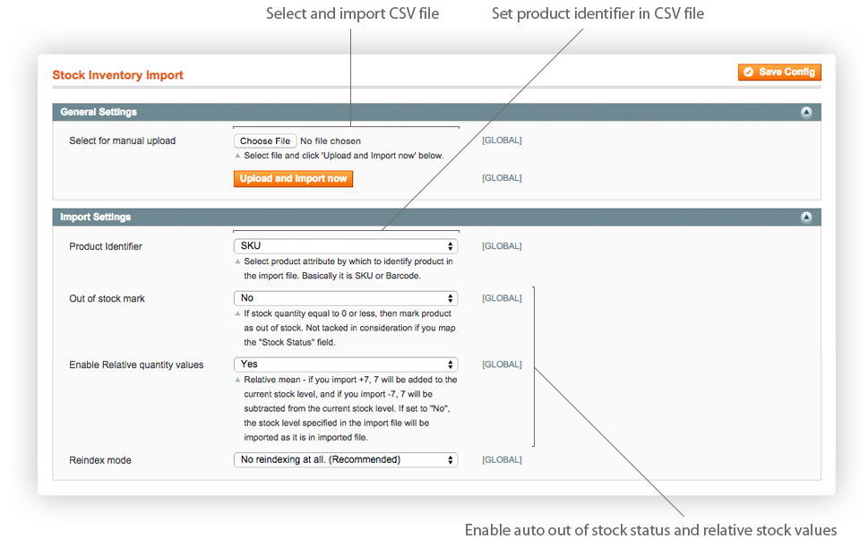 Magento Stock Inventory Import extension