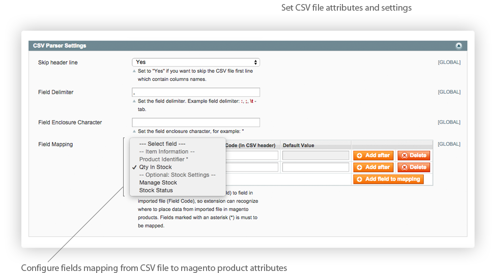 Magento Stock Inventory Import extension